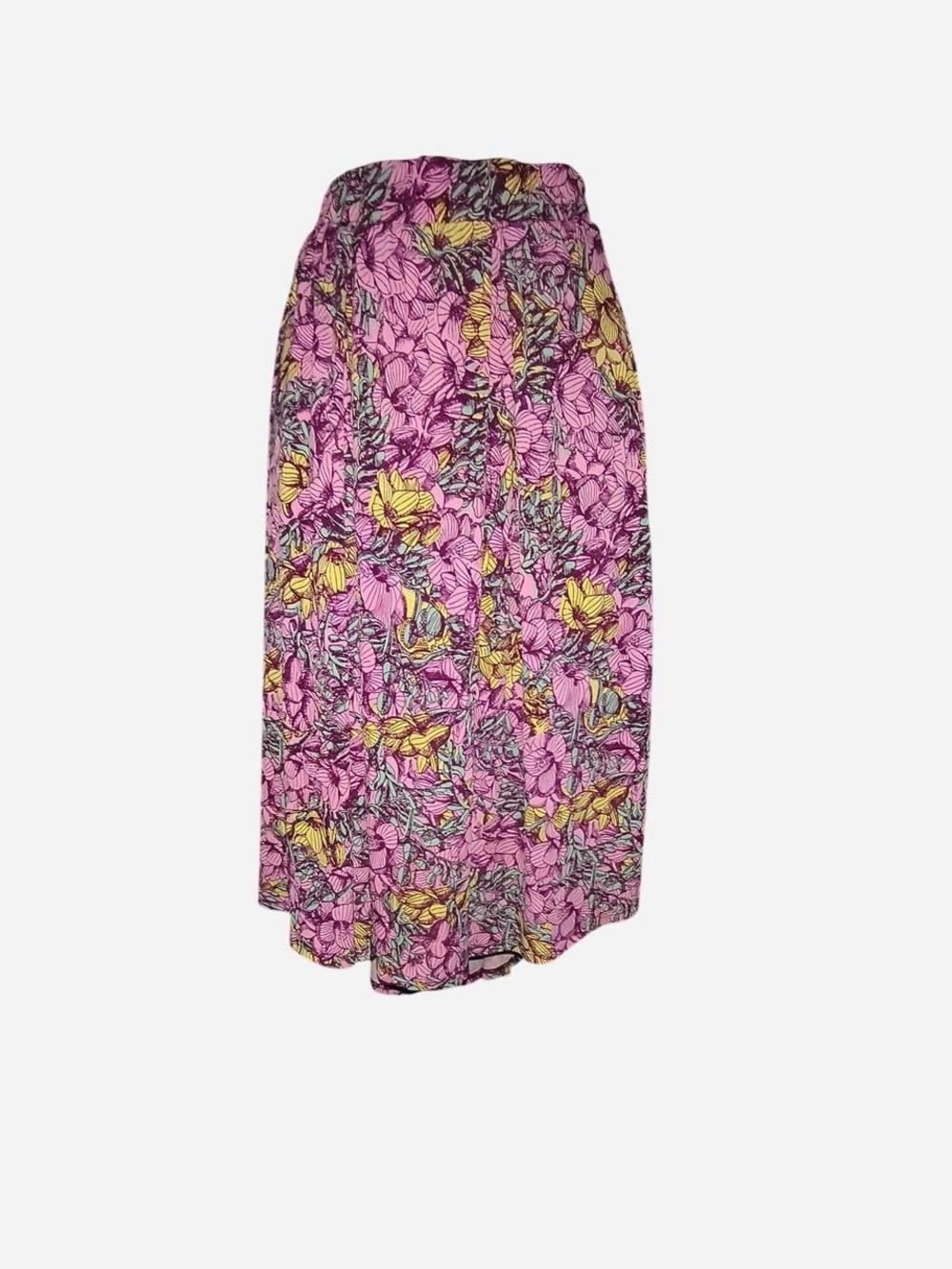 LuLaRoe Pink and Yellow Floral Midi Skirt